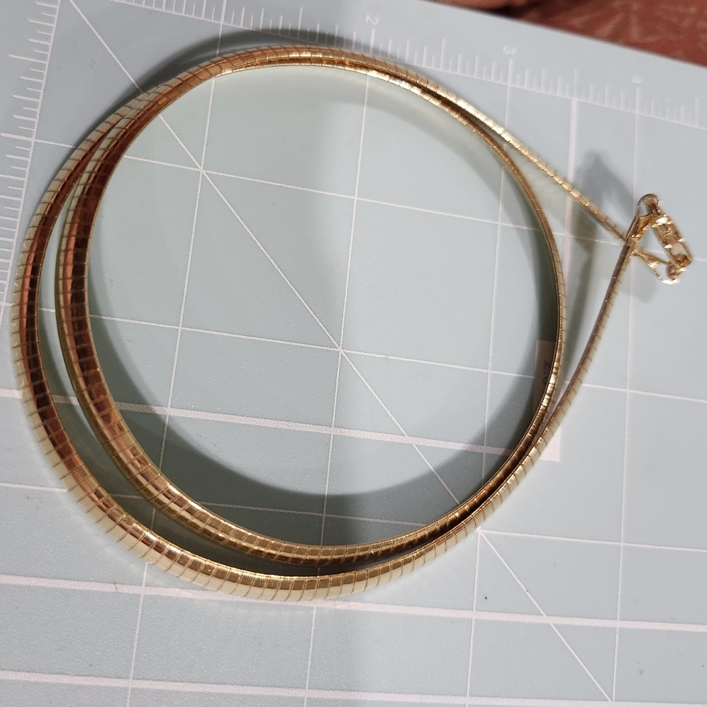 NWT 18k Yellow Gold Over Sterling Silver Polished 7.5mm Omega Chain Necklace 20" - Picture 4 of 4